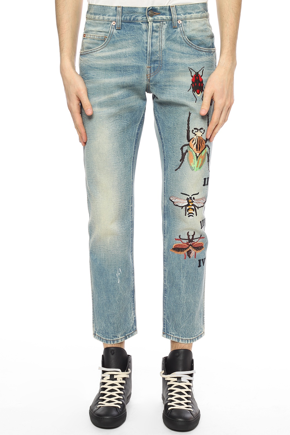 Gucci store embroidered jeans